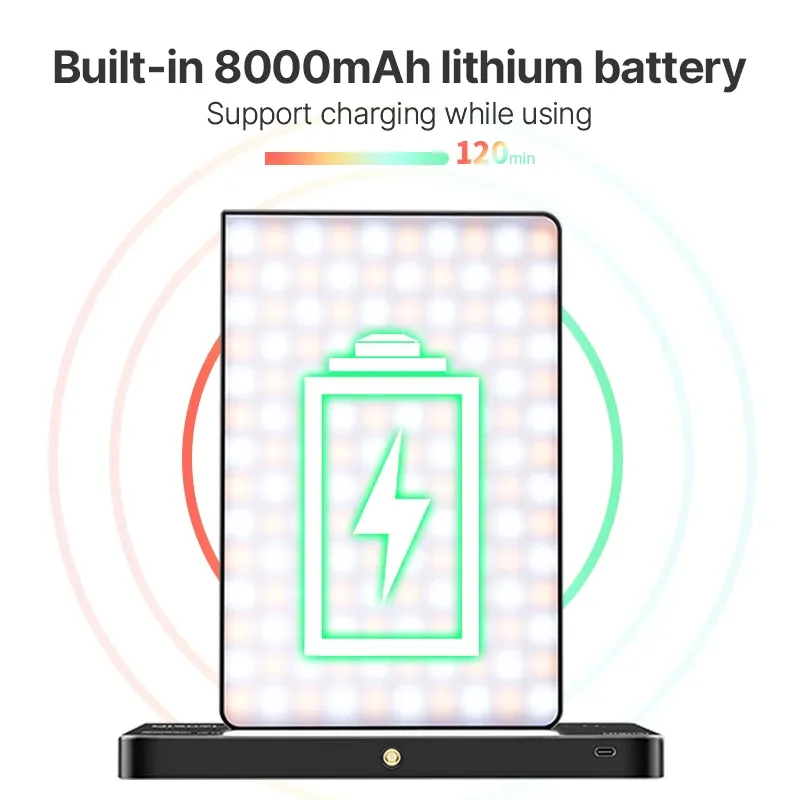 פאנל תאורה RGB לצילום עם 266 LED וסוללה 8000mAh – תמונה 2