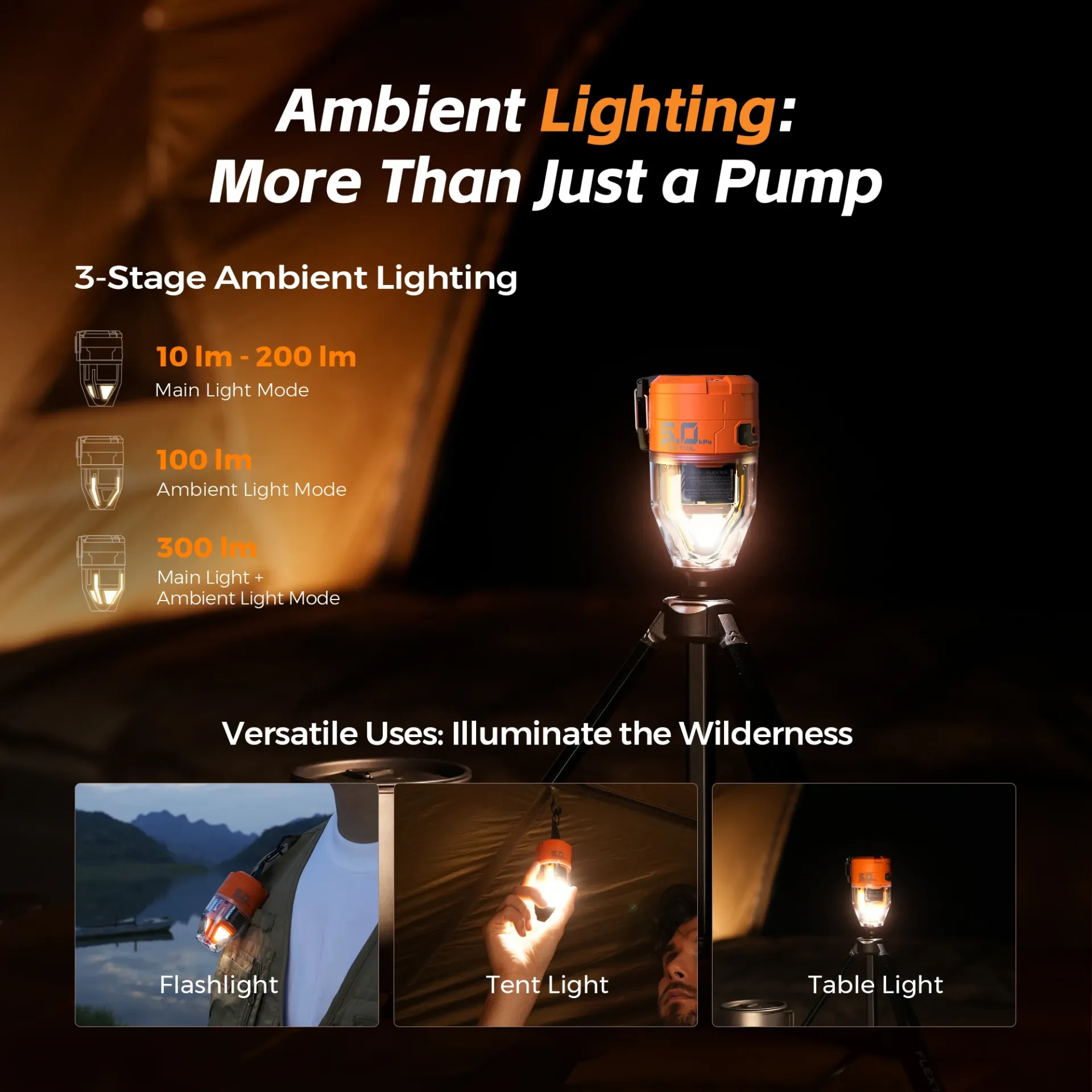 ⁦משאבת אוויר ניידת 3 ב-1 עם תאורת LED למזרנים ושקיות ואקום⁩ – תמונה ⁦6⁩