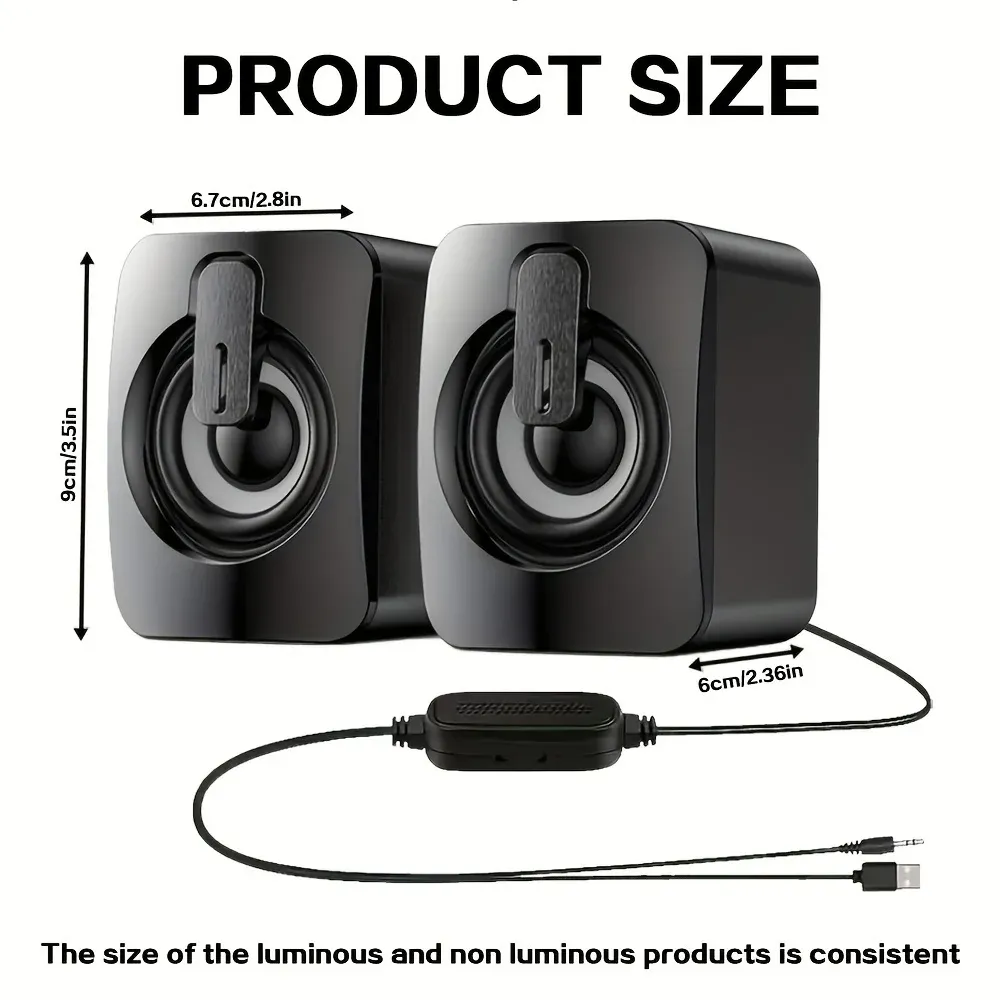 ⁦רמקולים למחשב HiFi סטריאו עם USB, LED ומיקרופון מובנה⁩ – תמונה ⁦5⁩