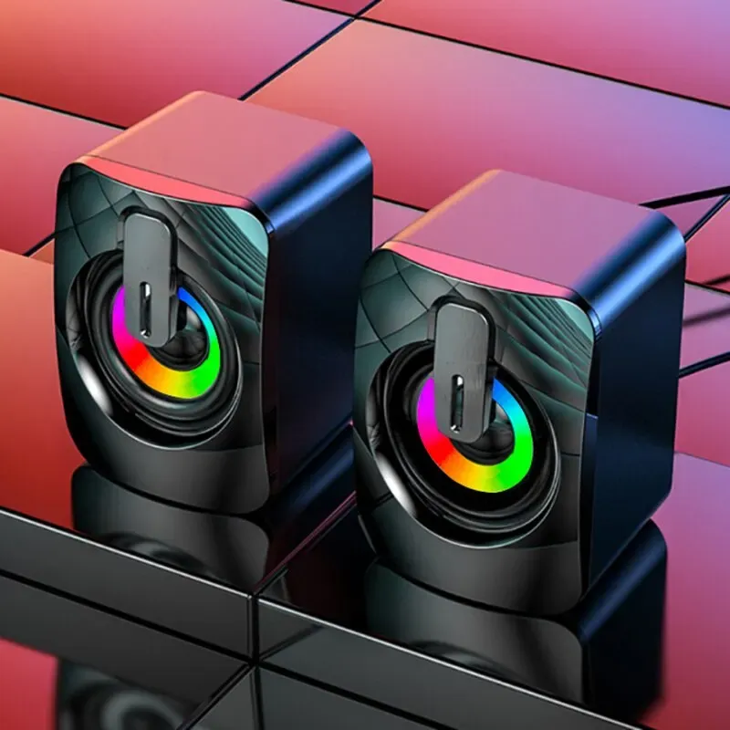 רמקולים למחשב HiFi סטריאו עם USB, LED ומיקרופון מובנה