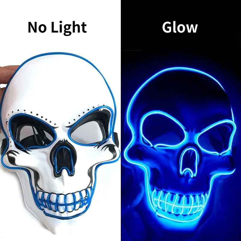 ⁦מסכת גולגולת LED מוארת לתחפושות וחגים⁩ – תמונה ⁦6⁩