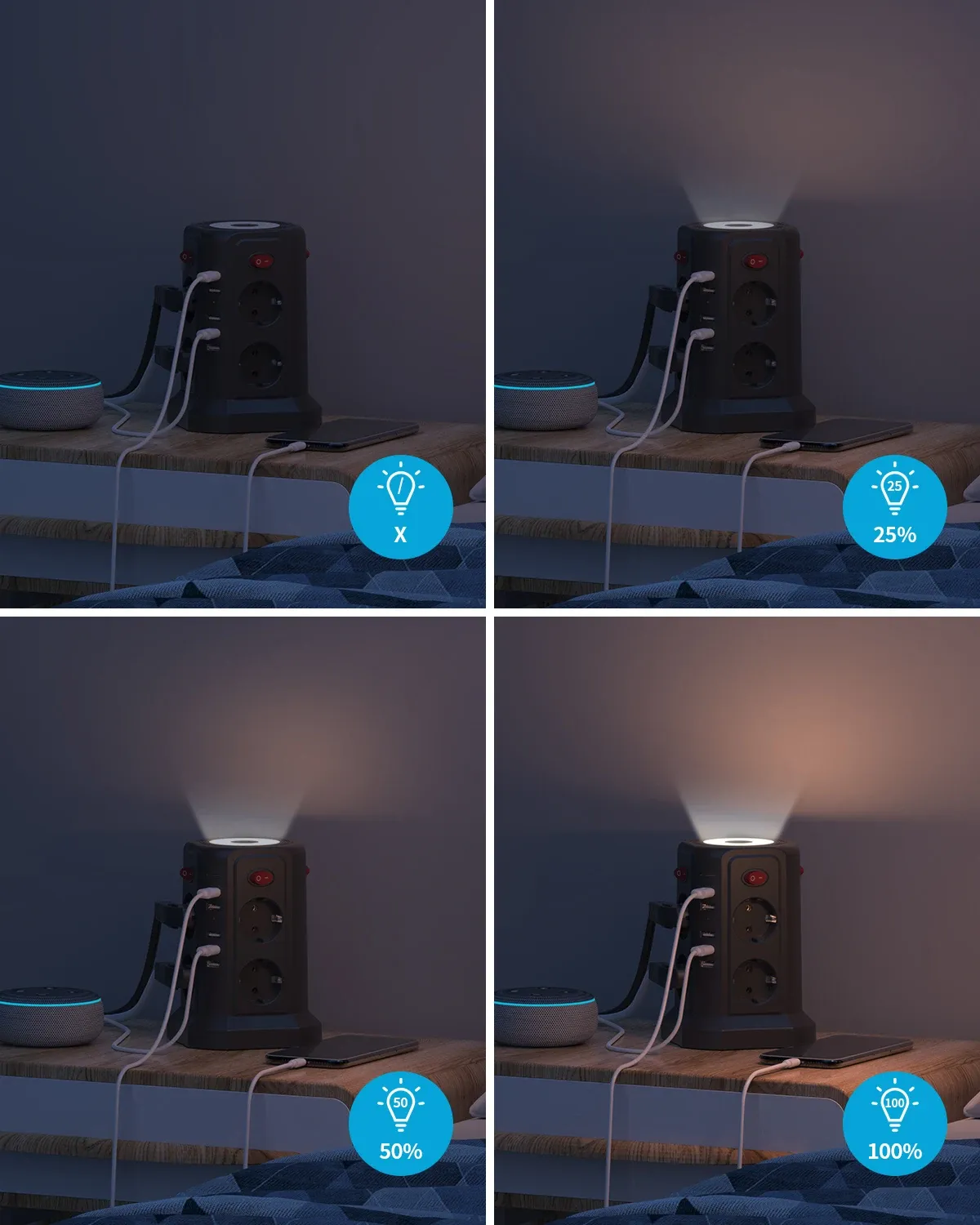 ⁦מגדל שקעי חשמל עם USB - 8 שקעים, 5 חיבורי USB ומפסקים נפרדים⁩ – תמונה ⁦5⁩