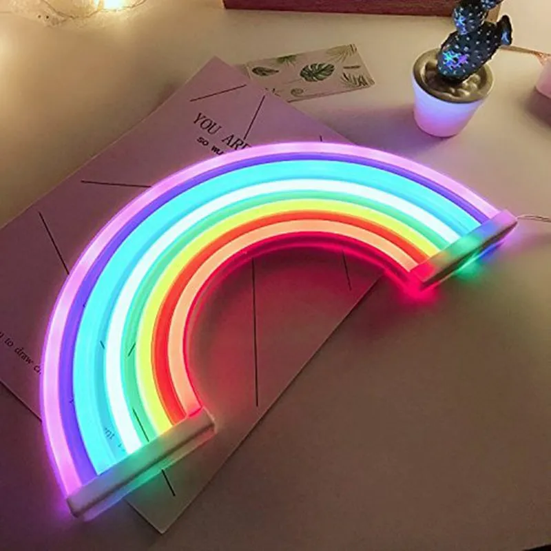 מנורת לילה קשת צבעונית לחדר ילדים - USB וסוללות – תמונה 3