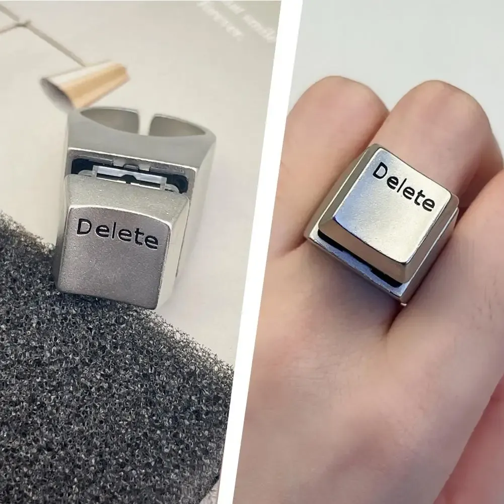 ⁦טבעת מקש DELETE מתכווננת – תכשיט ייחודי לאוהבי טק⁩ – תמונה ⁦2⁩