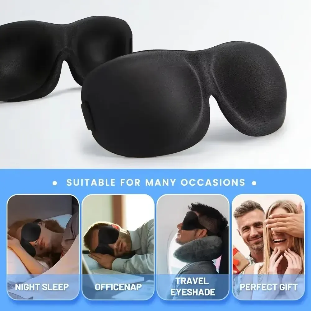 מסכת שינה 3D עם ספוג זיכרון לחסימת אור מלאה ונסיעות – תמונה 5