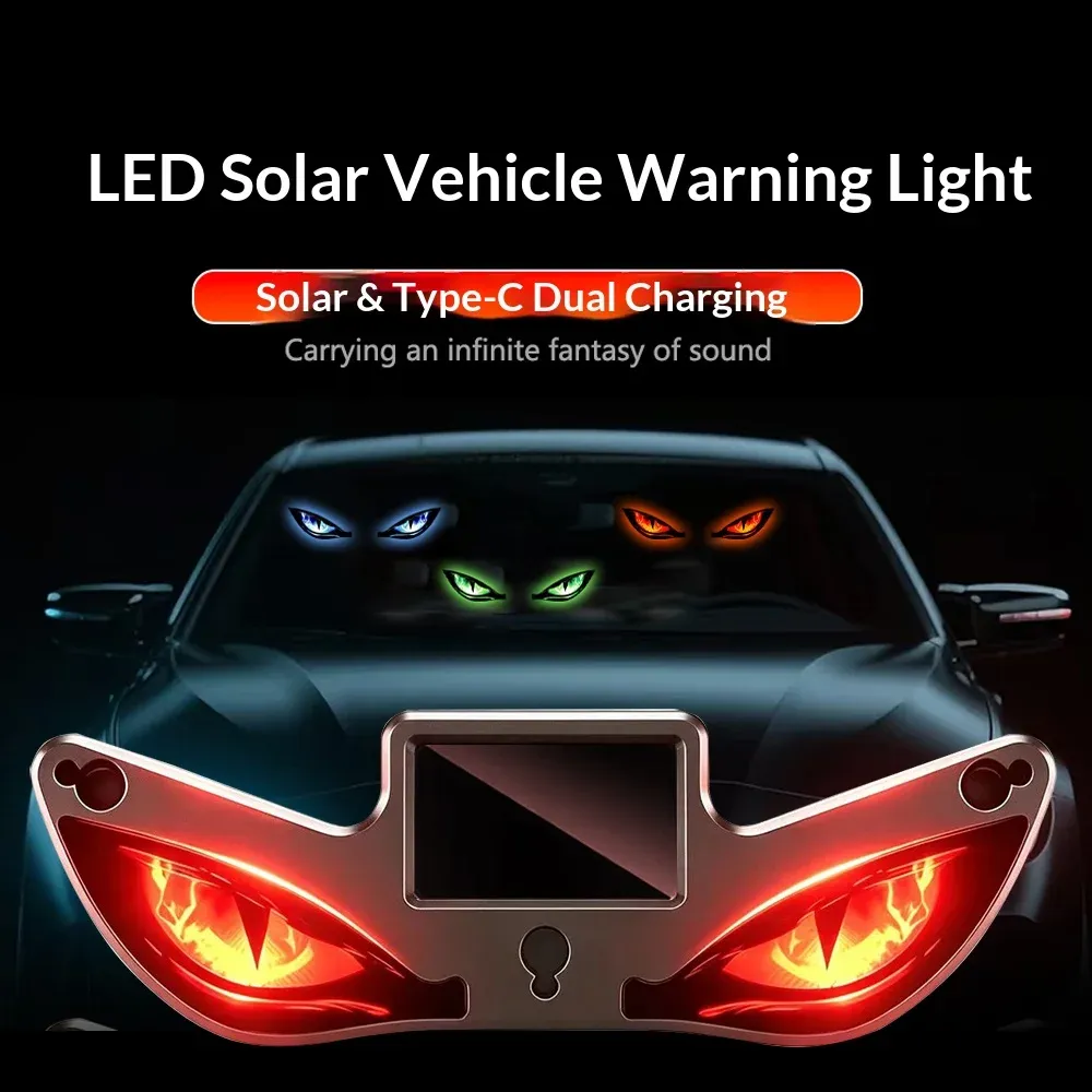 ⁦תאורת LED סולארית לרכב בעיצוב עיניים של שד⁩ – תמונה ⁦6⁩
