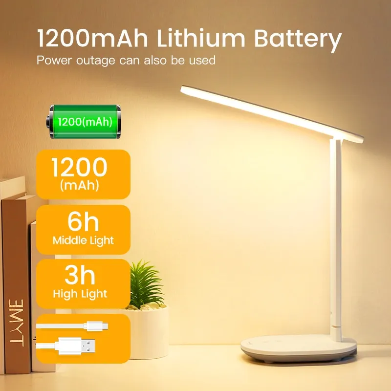 ⁦מנורת שולחן LED נטענת עם 5 מצבי תאורה ו-180° כיוון⁩ – תמונה ⁦3⁩