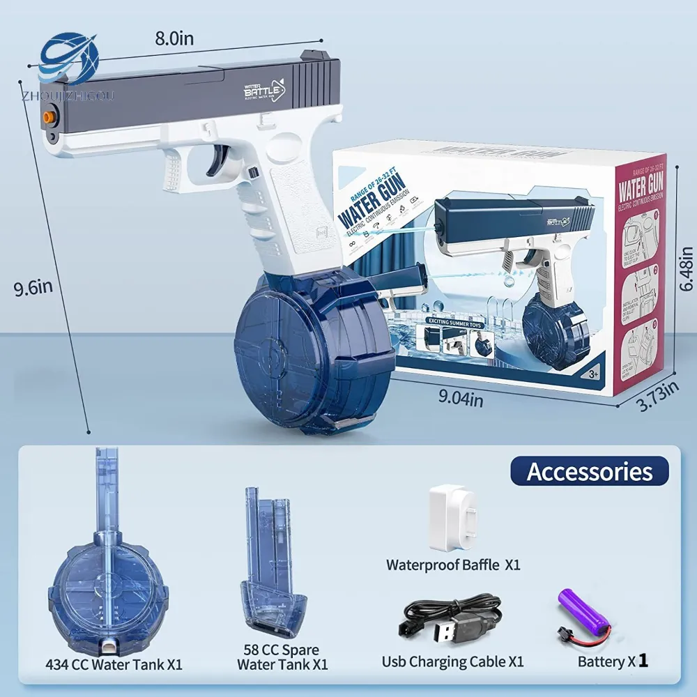⁦אקדח מים חשמלי נטען USB לילדים ומבוגרים לקיץ⁩ – תמונה ⁦2⁩