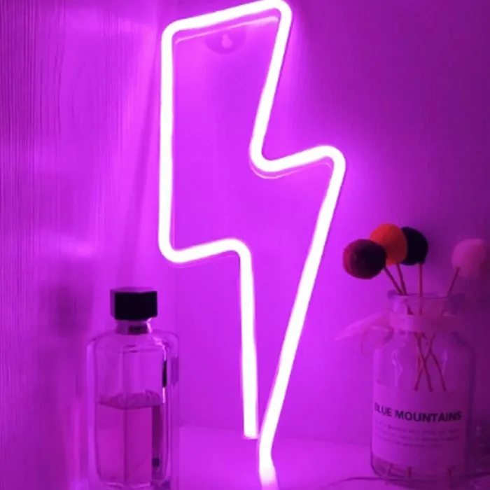 מנורת לד בצורת ברק דקורטיבית לחדר ילדים – USB וסוללות – תמונה 3