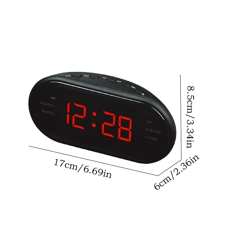 שעון מעורר עם רדיו דיגיטלי וצג LED לחדר שינה – תמונה 4