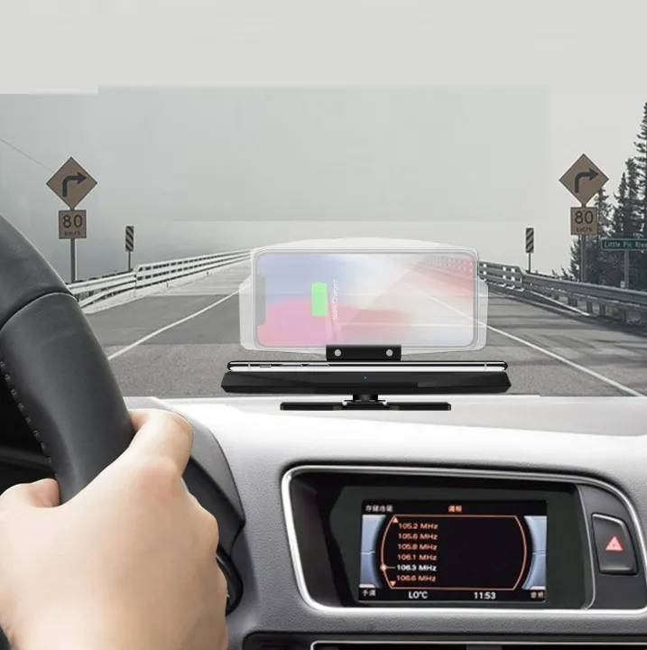 מחזיק טלפון לרכב מגנטי עם צג GPS והטענה אלחוטית