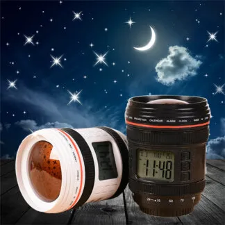 שעון מעורר עדשת מצלמה DSLR עם תאורת כוכבים ותאריך