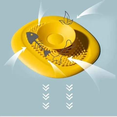 ⁦פקק סיליקון לכיור עם מסנן שיערות ולחצן פתיחה וסגירה⁩ – תמונה ⁦6⁩