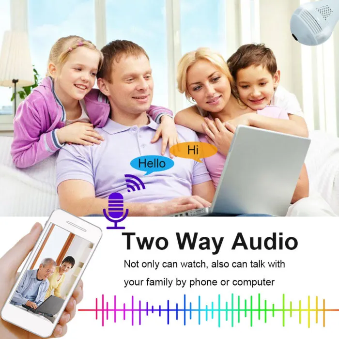 ⁦מנורה עם מצלמת מעקב 360° WiFi, רמקול ומיקרופון⁩ – תמונה ⁦4⁩