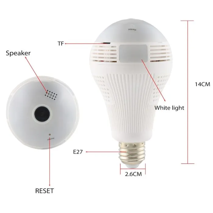 ⁦מנורה עם מצלמת מעקב 360° WiFi, רמקול ומיקרופון⁩ – תמונה ⁦6⁩