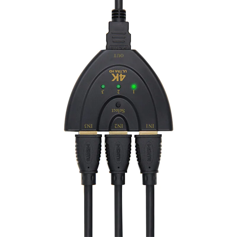 מפצל HDMI 4K עם 3 כניסות לחיבור מכשירים לטלוויזיה