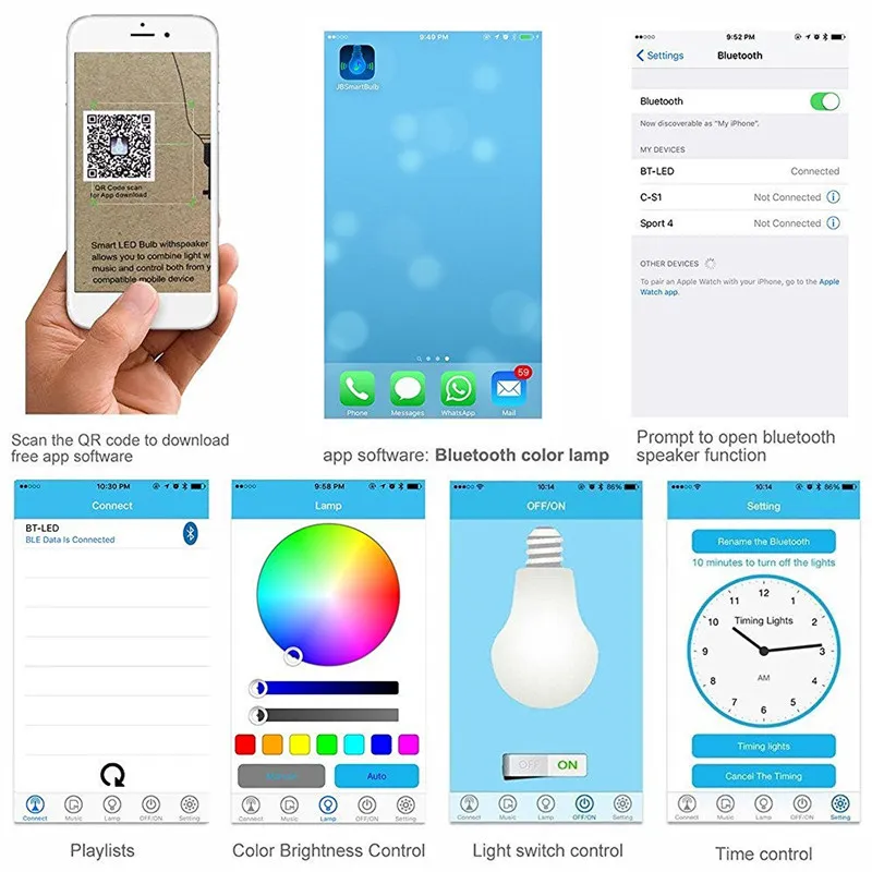 ⁦נורת LED רמקול בלוטות' מחליפת צבעים לסמארטפון⁩ – תמונה ⁦4⁩