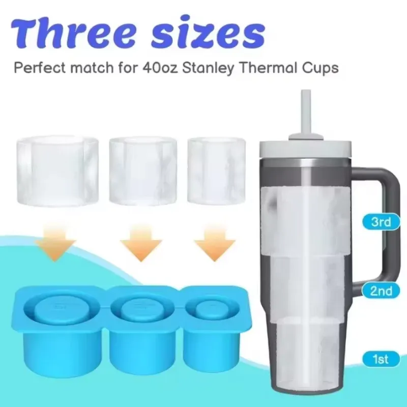 ⁦תבנית סיליקון לקרח גלילי לכוסות Stanley עם מכסה⁩ – תמונה ⁦2⁩