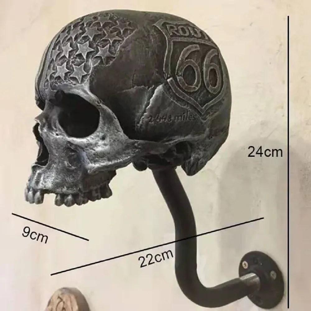 ⁦מחזיק קסדה לקיר בעיצוב גולגולת - מתלה לקסדת אופנוע ומעיל, איכותי וקל משקל⁩ – תמונה ⁦6⁩