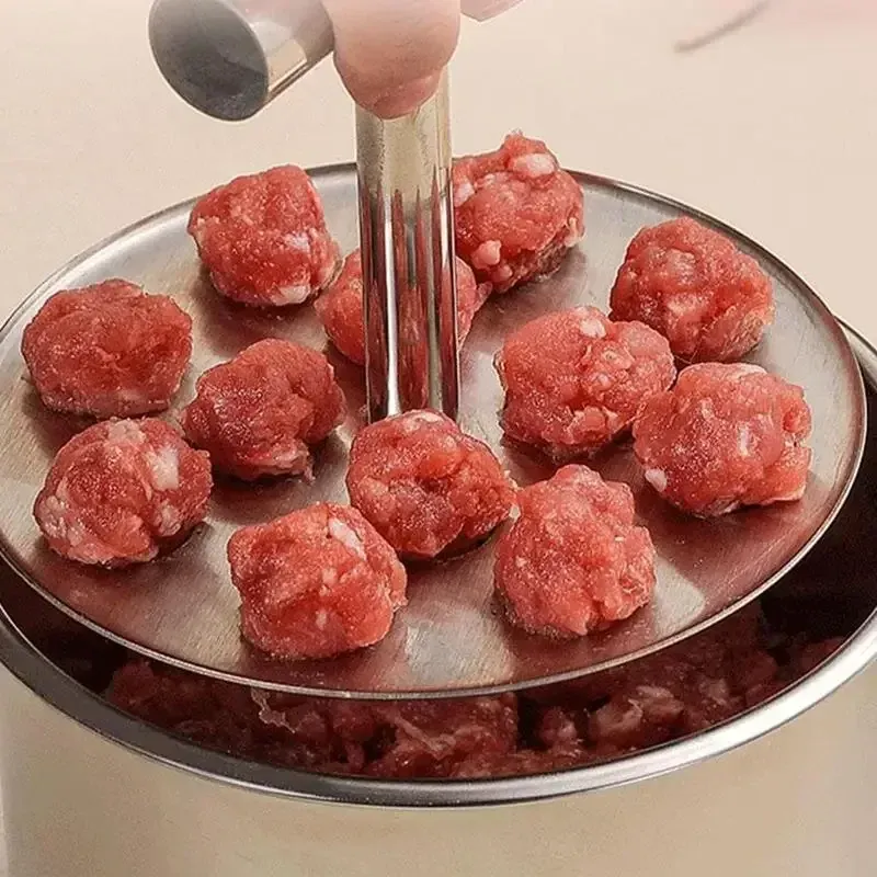 מתקן להכנת כדורי בשר מנירוסטה בלחיצה ידנית - לבחירה 6 או 12 חורים – תמונה 4