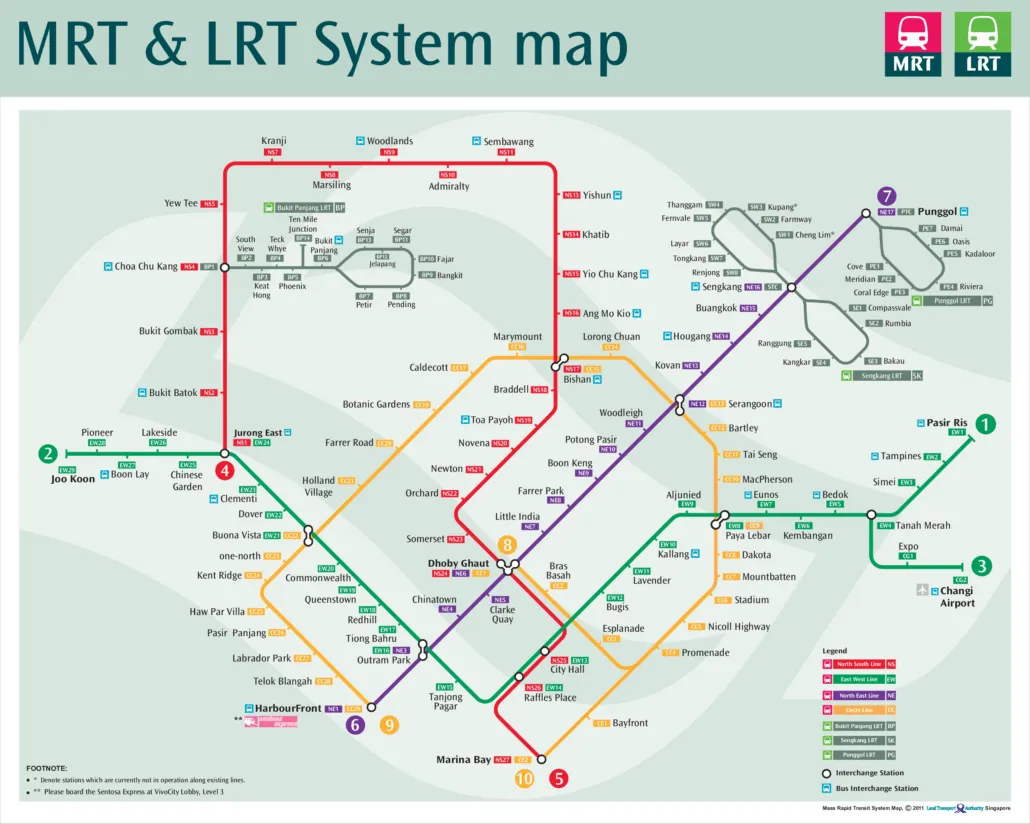 MRT Map (2014) 2 MRT map 2011, an earlier edition than the MRT map 2014