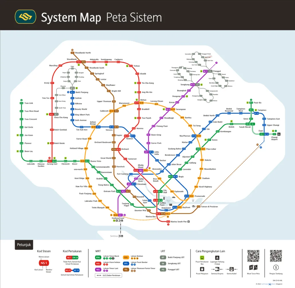 MRT map in Bahasa Melayu, a sister edition of the MRT map in Chinese