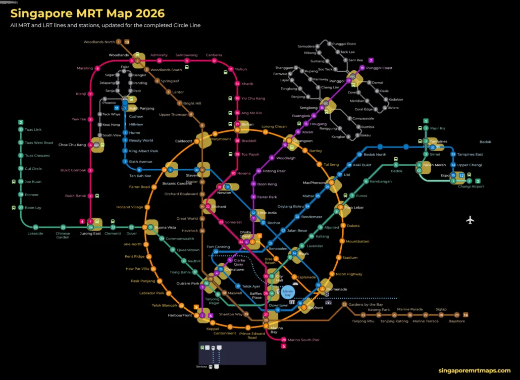 Singapore MRT Glossary: Every Term on the Map Explained 1 MRT map Singapore 2026 showing every MRT and LRT line and station