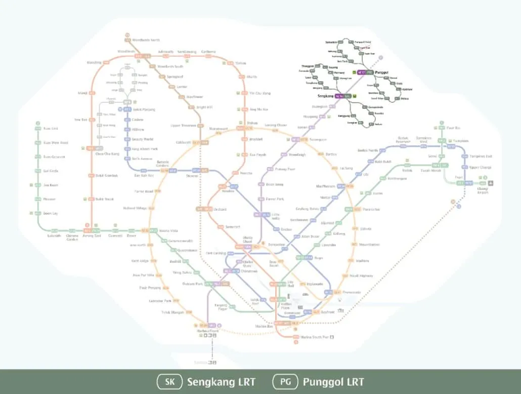 Sengkang and Punggol LRT map, the other LRT systems beside the Bukit Panjang LRT map
