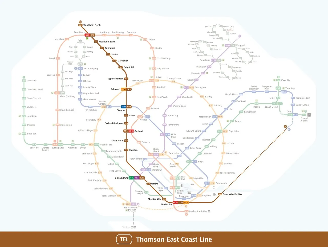 Thomson East Coast Line map showing Tanjong Rhu MRT station (TE23)