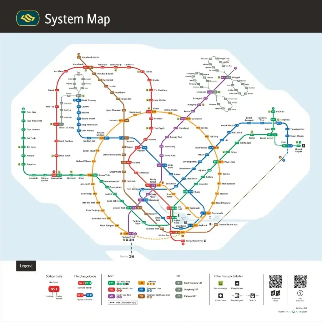 MRT map Singapore with all lines and stations