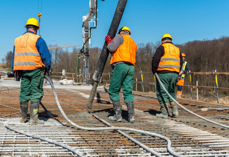 Concrete pouring on the construction site