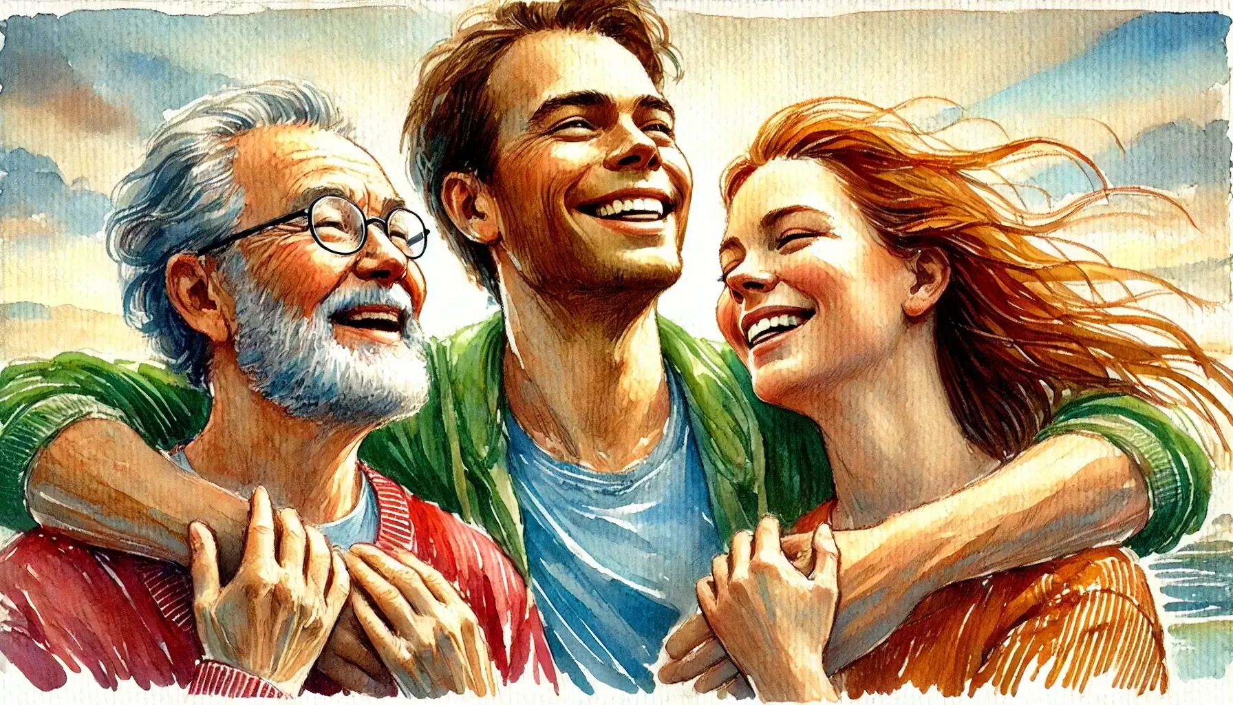 In 7 Schritten glücklich sein (dank uraltem Wissen) 1 3 glücklich wirkende Menschen, die sich umarmen