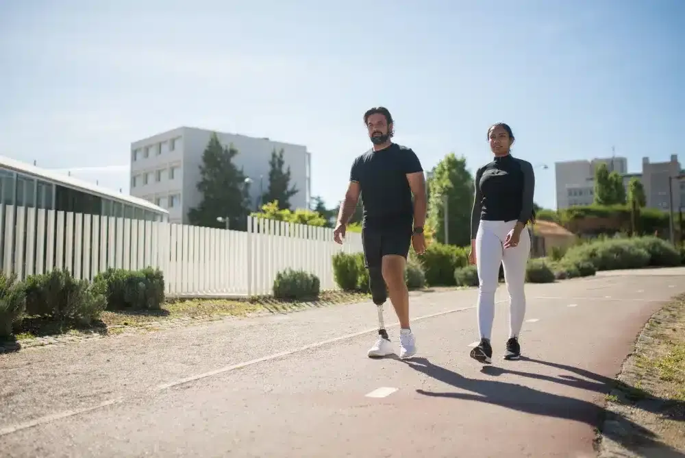 Physical Therapy for the Spine in Grand Prairie, TX | Non-Surgical Care 4 Recovering back pain patient walking outdoors near a Texas medical clinic