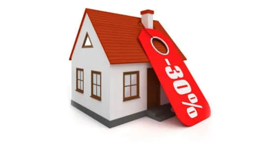 house with red tag