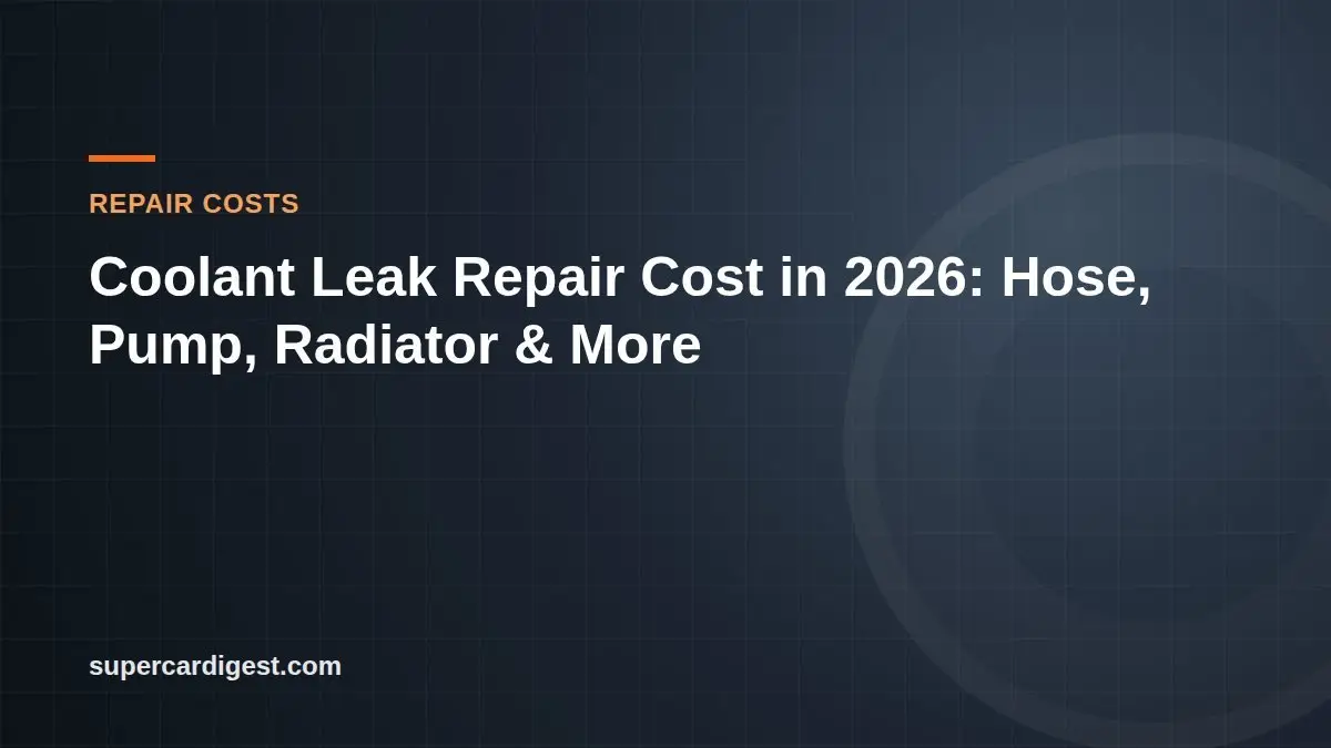 Coolant Leak Repair Cost in 2026: Hose, Pump, Radiator & More