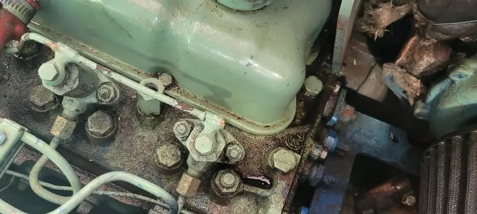 Close-up of engine components near the intake