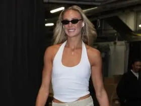 Sophie Cunningham Athleisure Look for the Fever Dream Trilogy Game Goes Viral in 2026 10 Sophie Cunningham Indiana Fever wearing sporty chic athleisure tunnel fit ahead of the Fever Dream Trilogy game in 2026