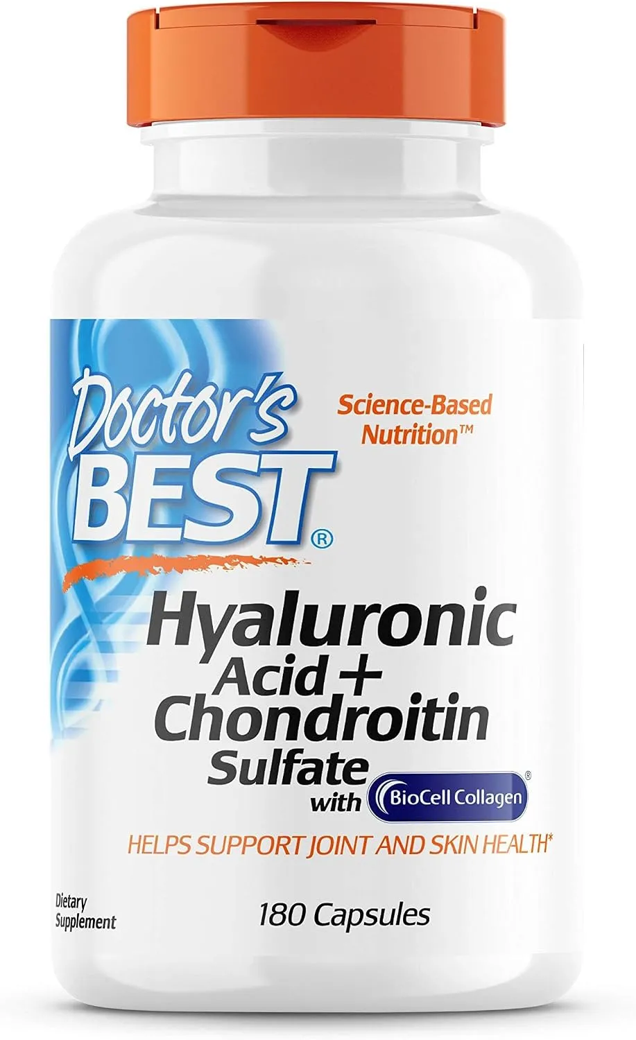 Doctor's Best Hyaluronic Acid with Chondroitin Sulfate, Featuring BioCell Collagen, Non-GMO, Gluten Free, Soy Free, Joint Support, 180 Count