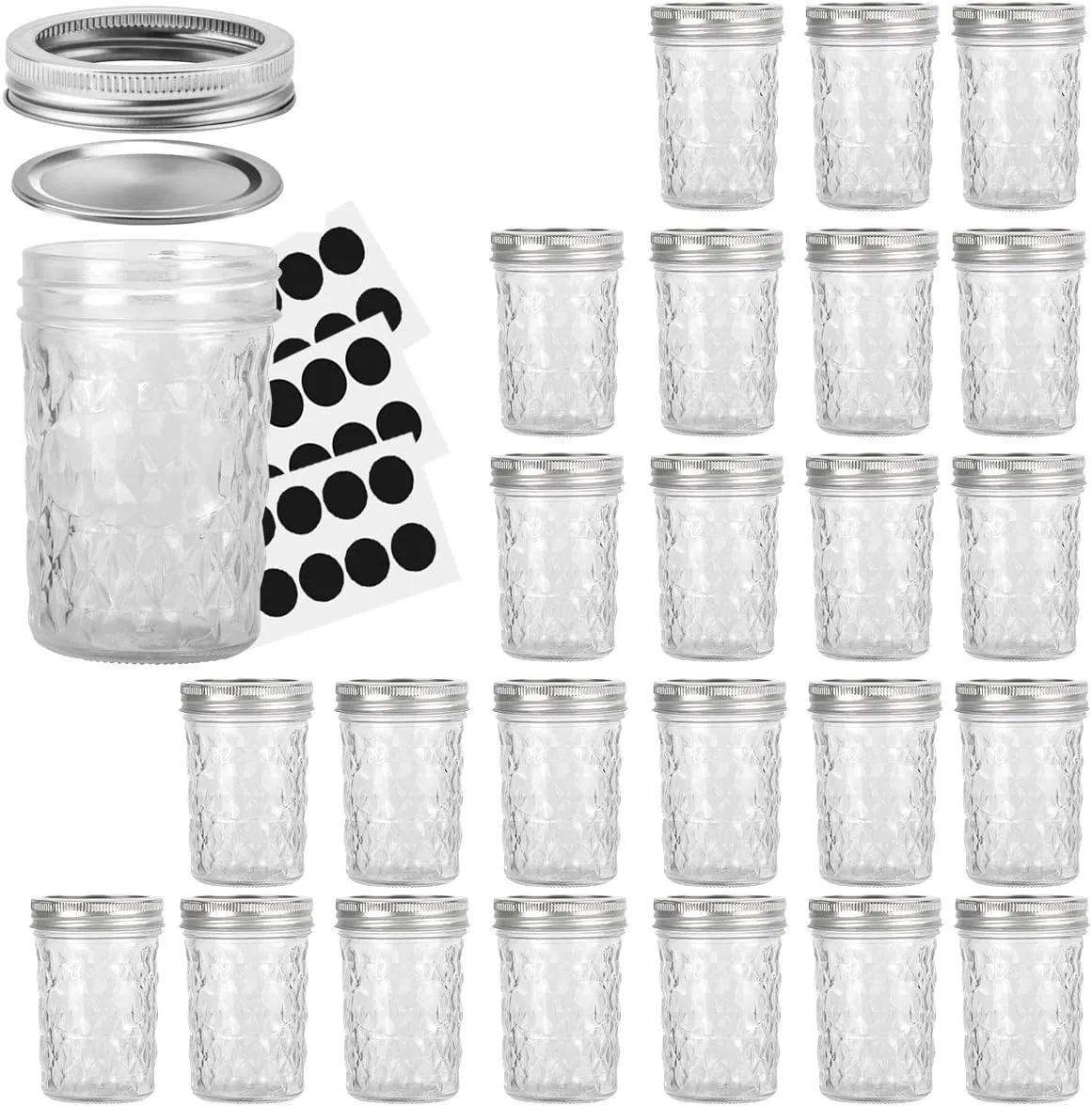 VERONES Mason Jars 8OZ, 8 OZ Canning Jars Jelly Jars With Regular Lids and Bands