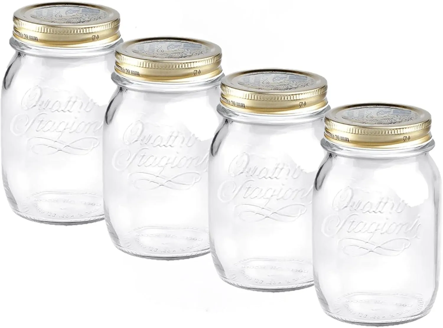 Bormioli Rocco Quattro Stagioni set of 4 Clear Airtight Mason Jars, 17 Oz. Made from BPA Free Durable Glass