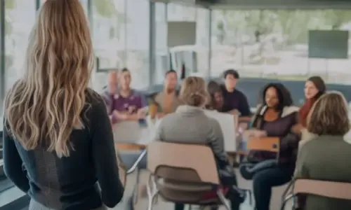 Woman Standing In Front Of A Class