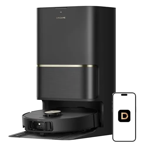 Black Dreame L50 Ultra robot vacuum with all-in-one station