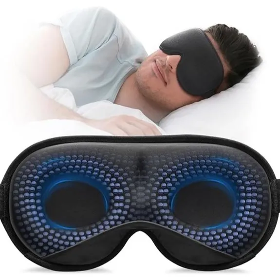 Weighted Sleep Mask with Adjustable Strap Black 3D Light Blocker