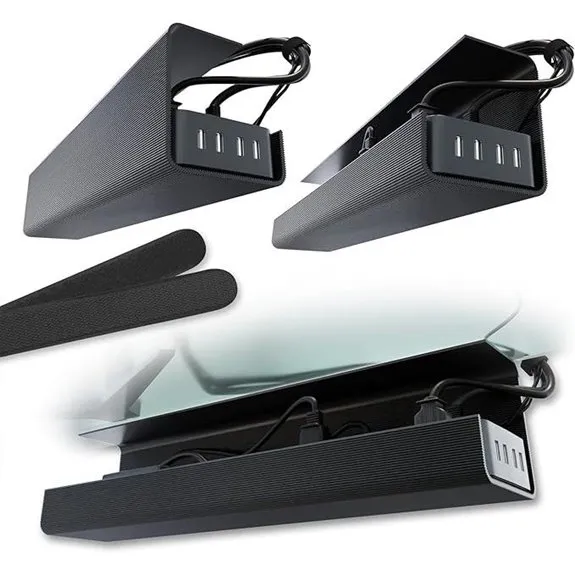 No-Screw Under Desk Cable Tray Organizer (Set of 2)