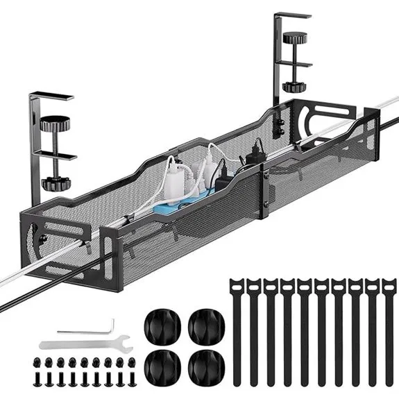 Under-Desk Cable Organizer with Clamp 25 Black