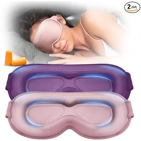 Weighted Eye Mask Set - 3D Contoured Adjustable Sleep Mask (2 Pack)