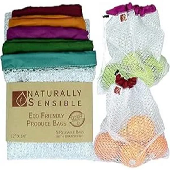 Eco-Friendly See-Through Reusable Produce Bags (Set of 5)