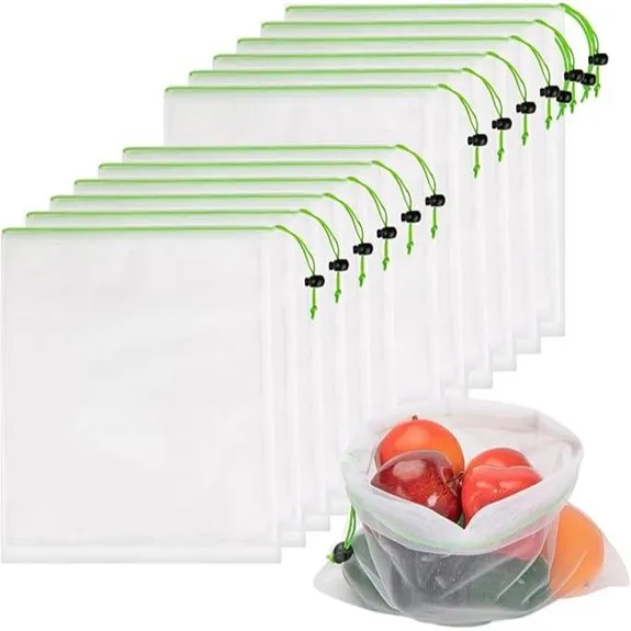 Reusable Mesh Produce Bags Medium (12x14) Green