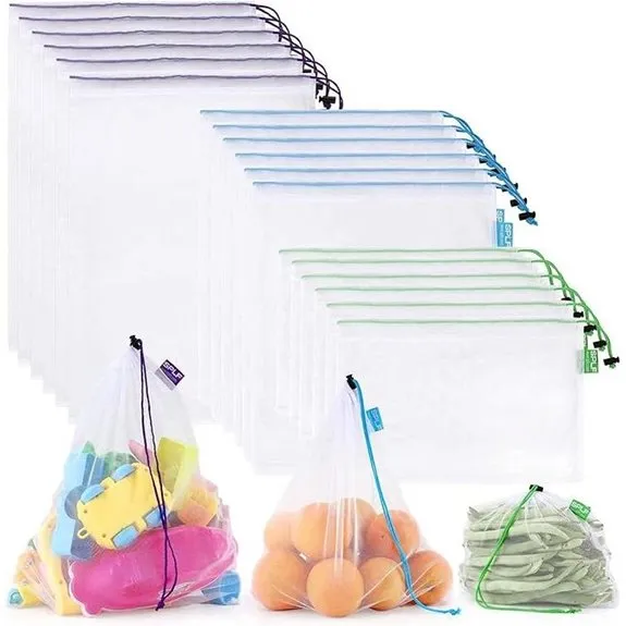 SPLF 18 Pcs Mesh Produce Bags with Drawstring