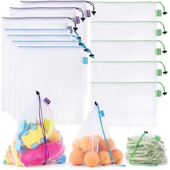 SPLF 12 Pcs Reusable Mesh Produce Bags Set